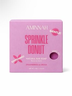 Aminnah Sprinkle Donut Natural Bar Soap 🍓🧁 Strawberries & Cream 4oz
